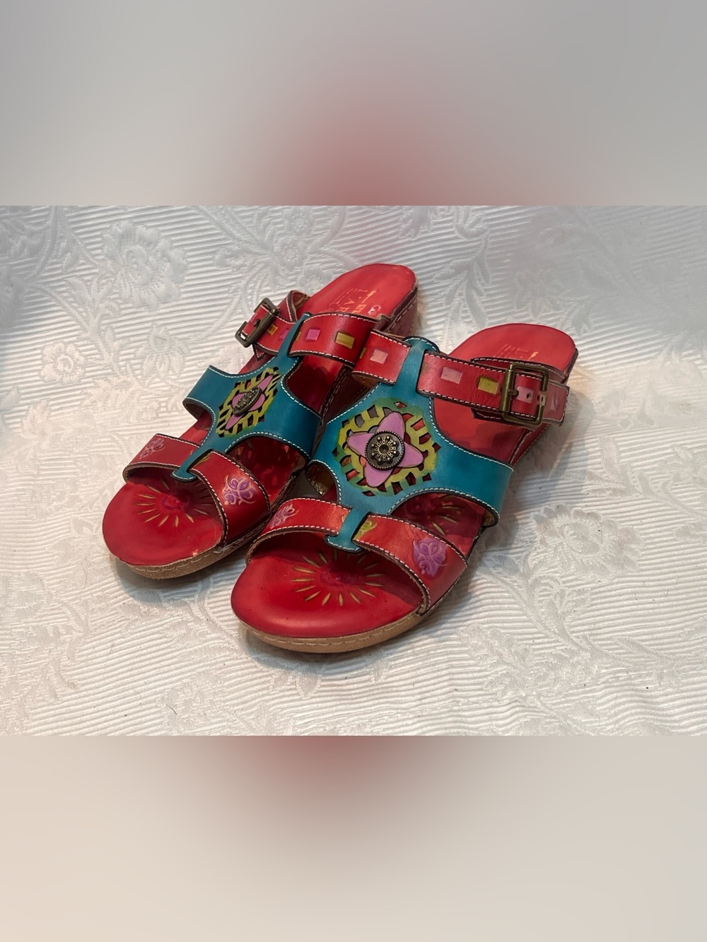 Spring Step L'artiste Gaiton
Leather Red Wedge Boho
Sandals 38/7.5